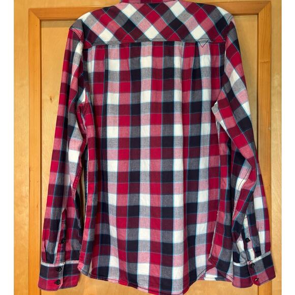 Men's Vans Red Black White Button Front Shirt, Size Medium, EUC - Picture 2 of 5